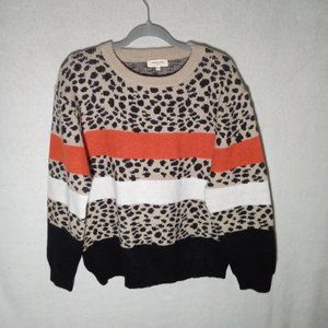 Sweet Lovely By Jen Womens 3XL Sweater Chunky Knit Earth Tones BOHO Animal Print